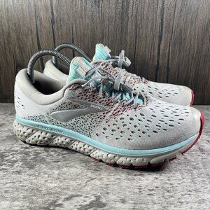 Brooks Glycerin 16 Women’s Running Shoes Size 9 White Gray Teal Pink Cushioned